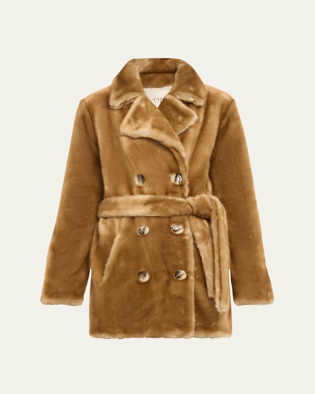 Belted Regine Faux Fur Wrap Coat